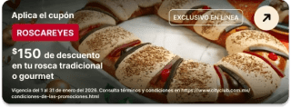 Cupón City Club: $150 de Rebaja en Rosca Tradicional o Gourmet