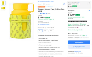 Armaf Odyssey Limoni Fresh EDP 60ml por $229 en Mercado Libre