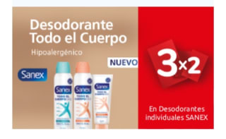 3×2 en Desodorantes Sanex.