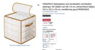 SONGMICS Opbergdoos Voor Kerstballen voor €19,59 bij Amazon