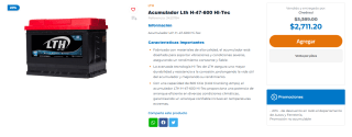 Acumulador Lth H-47-600 Hi-Tec por $2,711 | Oferta Chedraui