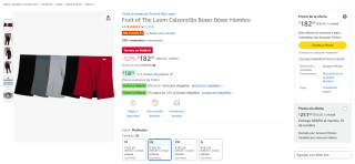 Fruit of the Loom Calzoncillo Boxer de algodón para hombre por $183 en Amazon