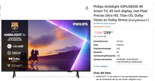 Philips 43PUS8500/12 43" Ultra HD QLED-tv voor €299 bij Amazon