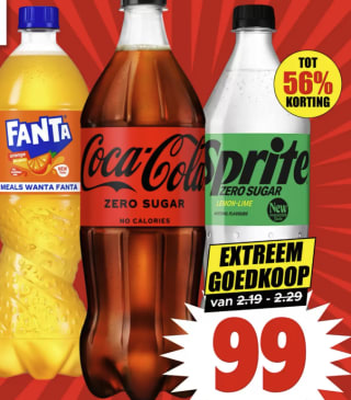 Coca-Cola, Fanta of Sprit (1l) voor €0,99