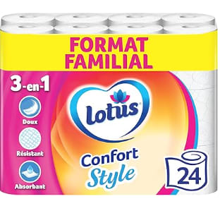 Papier toilette LOTUS Style x24 Rouleaux Format Familial à 6,74€