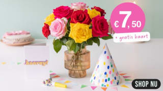 Verjaardagspakket voor €7,50 inclusief gratis kaart bij Bloompost