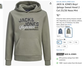 Jack & Jones LOGO Sweat Hoodie voor Jongens voor €6,32 bij Amazon.de