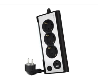Regleta Nanocable Interruptor 3 Tomas USB-A + USB-C + Luz Negro 7.95€