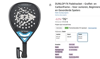 Dunlop FX-serie padelrackets voor €66,49 dmv code bij Amazon