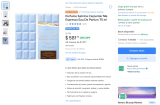 Perfume Sabrina Carpenter Me Espresso 75ml por $582 | Oferta Mercado Libre