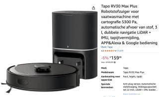 Tapo RV30 Max Plus Robotstofzuiger voor €159,99 bij Amazon