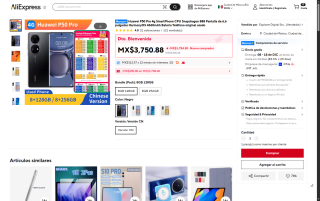 Huawei P50 Pro 128GB Reacondicionado por $3,040 | AliExpress (DiDi)