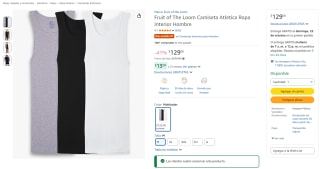 Fruit of The Loom Camiseta Atlética (paquete de 3) por $129 en Amazon
