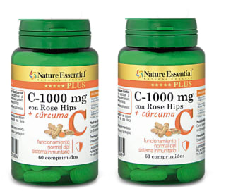 2 x Nature Essential Vitamina C 1000mg + Cúrcuma 60 comprimidos por 9.98€