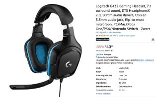 Logitech G432 - Gaming Headset voor €40,49 bij Amazon