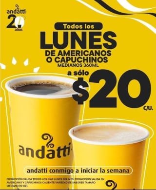 Café Americano o Capuchino Mediano por $20 | OXXO (Lunes)