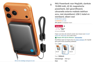 INIU Powerbank voor MagSafe, slankste 10.000 mAh, 45 W voor €19,32 bij Amazon