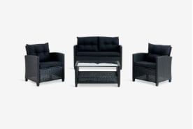 Ensemble lounge MORA 4 personnes noir à 185€
