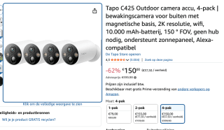 TP-Link Tapo C425 (4-Pack) voor €150 bij Amazon