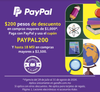 Cupón Librerías Ghandi: $200 de Descuento | PayPal