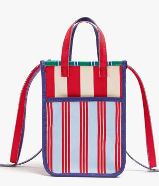 Parfois Bolso Tote sarga reversible a rayas por 17.99€.