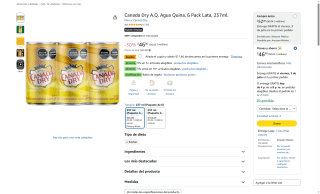 Canada Dry A.Q. Agua Quina 6 Latas por $30 | Oferta Amazon