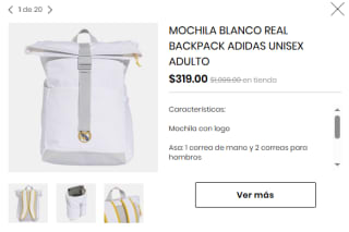 Mochila Blanco Real Backpack Adidas Unisex por $319 | Privalia