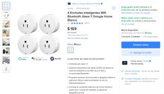4 enchufes inteligentes Wi‑Fi y Bluetooth por $169 en Mercado Libre