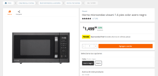 Horno Microondas Vissani 1.6 Pies por $1,499 | Home Depot