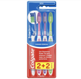 2 Pack COLGATE cepillo de dientes extra clean medio pack 2+2 multicolor por 4,05€