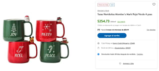Tazas Navideñas Member's Mark 4pzs por $255 | Sam's Club
