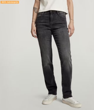 1/4 G-STAR Strace straight leg jeans black denim voor €20,79 dmv code