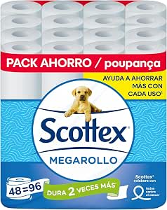 48 rollos Scottex Papel Higiénico Megarollo de 2 capas por 21.59€