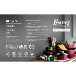 Bateria de Cocina Aluminio Fundido Kitchenware Berries 9 Piezas por $59.990