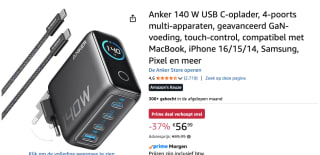 Anker Zolo (140W) USB-C Oplader GaN Snellader voor €56,99 bij Amazon