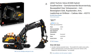 LEGO® Technic Volvo EC500 Hybrid Graafmachine - 42215 voor €307,08 bij Amazon