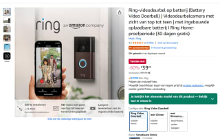 Ring Battery Video Doorbell voor €39,99 bij Amazon