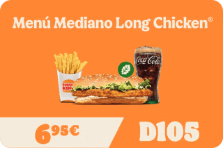 Menú Mediano Long Chicken por 6,95€