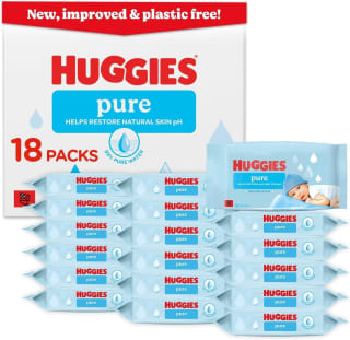 Huggies Pure Plastic Free Baby Wipes - Pack of 18 (864 Wipes) - £8.55 / £7.65 S&S
