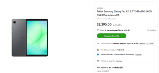 Tablet Samsung Galaxy Tab A11 64GB por $2,395 | Walmart