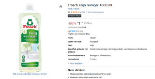 Frosch azijn reiniger 1000 ml voor €1,72 bij Amazon