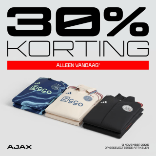 30% korting op het uit-, derde en trainingstenue in de Ajax fan shop