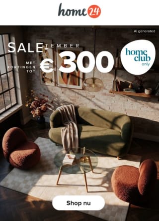 Tot €300 korting bij Home24 voor homeCLUB leden
