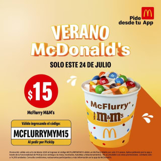 Cupón McDonald's: McFlurry M&M por $15