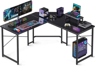 Escritorio Gamer L 127x96cm Negro por $1,393 | Amazon