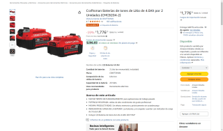 Baterías de Litio 4.0Ah por $1,776 | Oferta Amazon