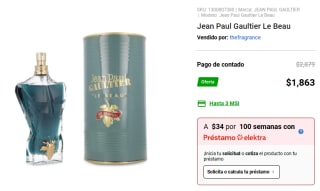 Perfume Jean Paul Gaultier Le Beau por $1,863 | Elektra