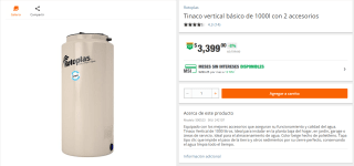 Tinaco Vertical Básico de 1000L + Accesorios por $3,399 | Home Depot