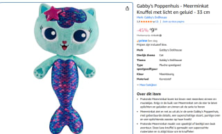 Gabby's Dollhouse Meerminkat Knuffel Licht En Geluid voor €9,98 bij Amazon