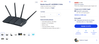Router Asus RT-AX3000S WiFi6 por $889 | Coppel